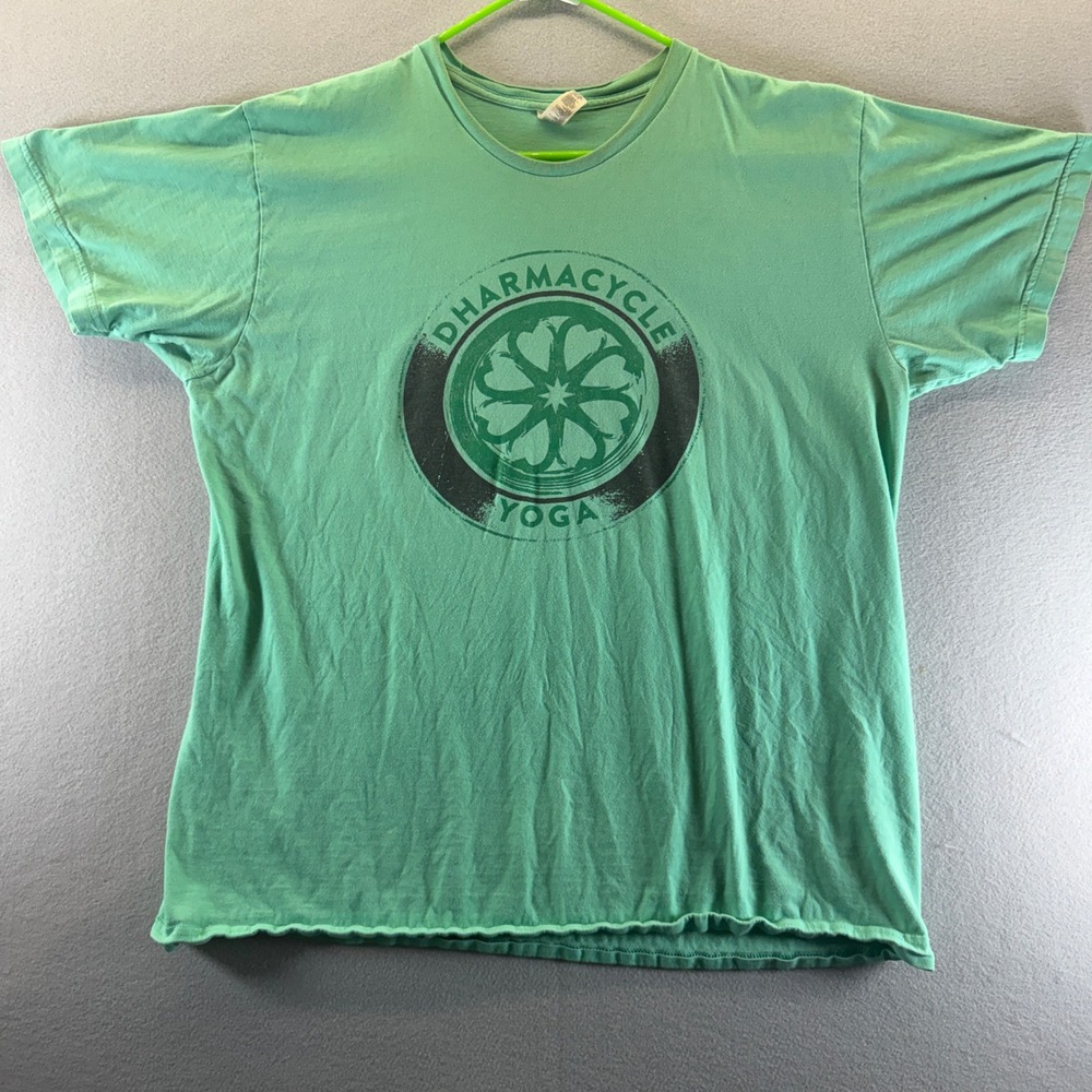 American Apparel Dharmacycle Yoga‎ Graphic T-Shirt Green Mens XL Made in USA